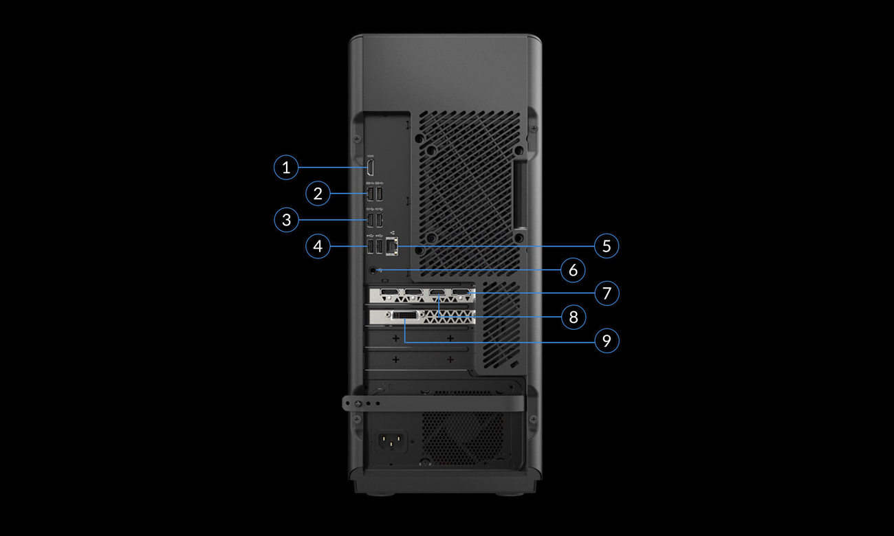 Lenovo Legion T530-28 pełna łączność HDMI porty