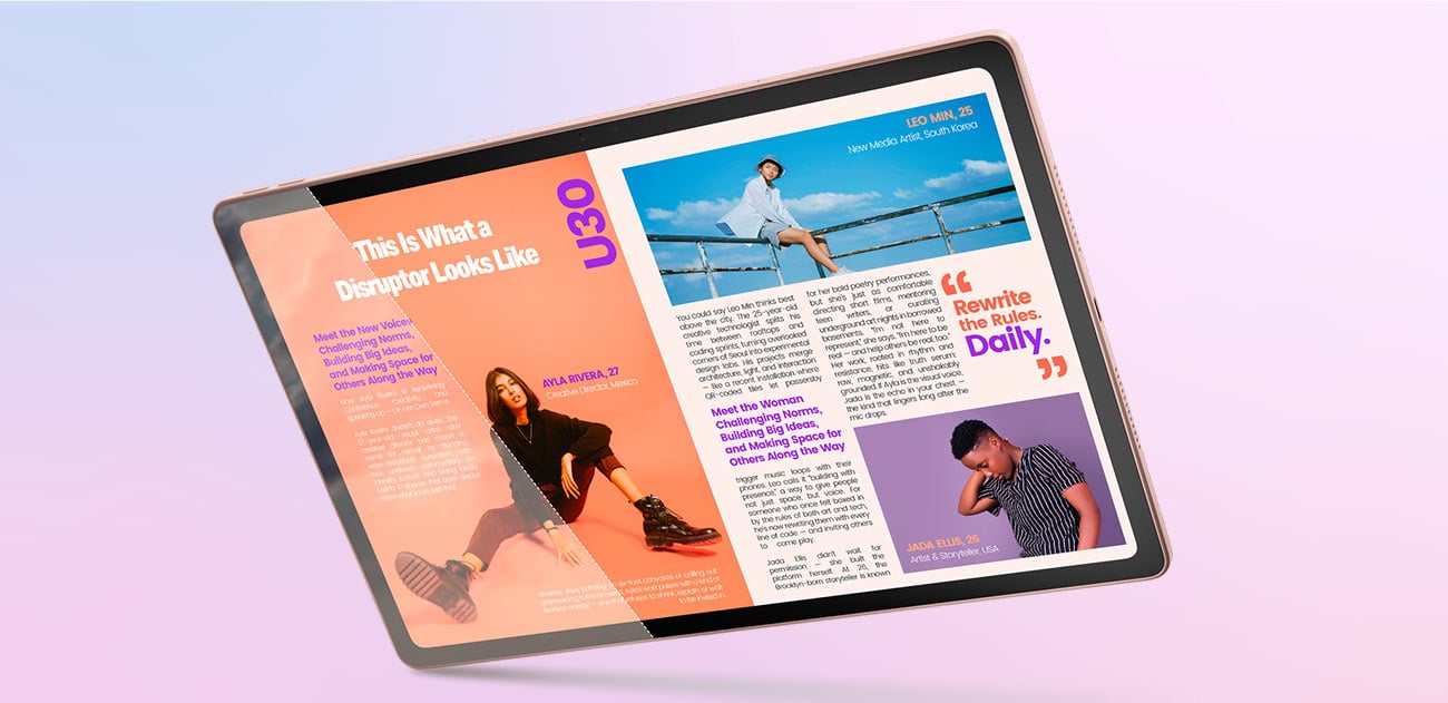 Tablet Idea Tab Plus, na matowej wersji ekranu artykuł z kolorowymi zdjęciami
