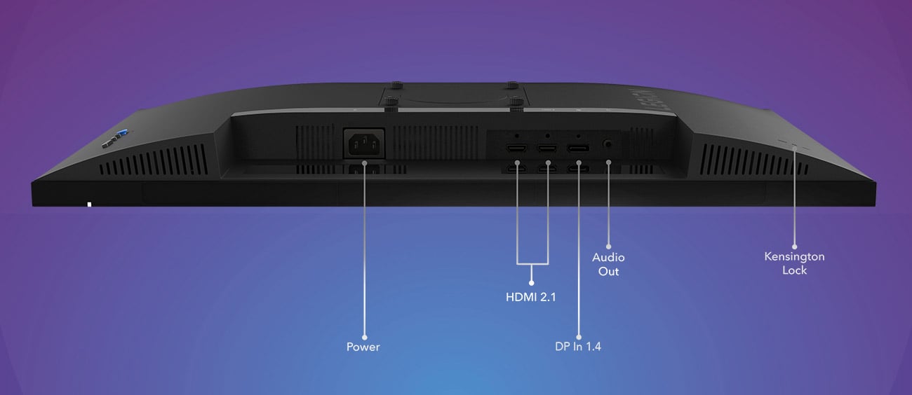 Monitor Lenovo R27q-30 od spodu, widoczne wejścia i porty