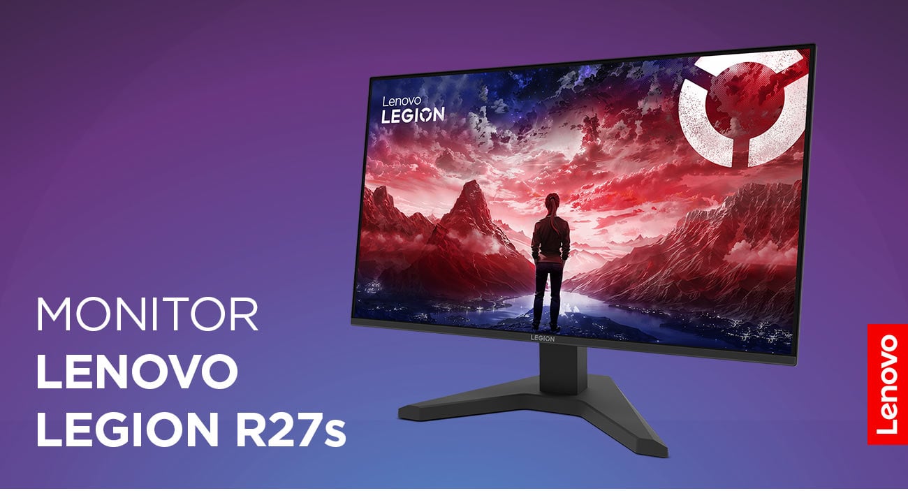 Monitor Lenovo Legion R27s z wizualizacją gry komputerowej na ekranie