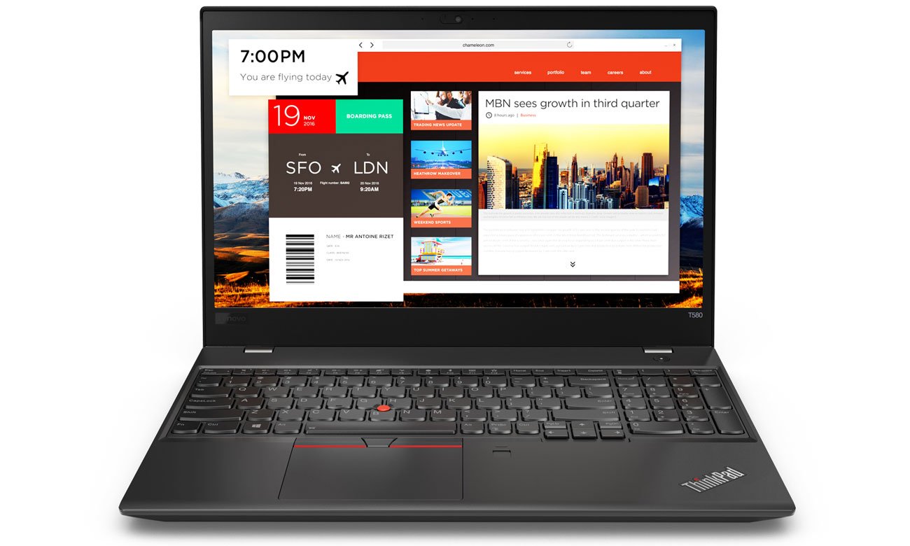Lenovo ThinkPad T580 Solidne zabezpieczenia i uwierzytelnianie