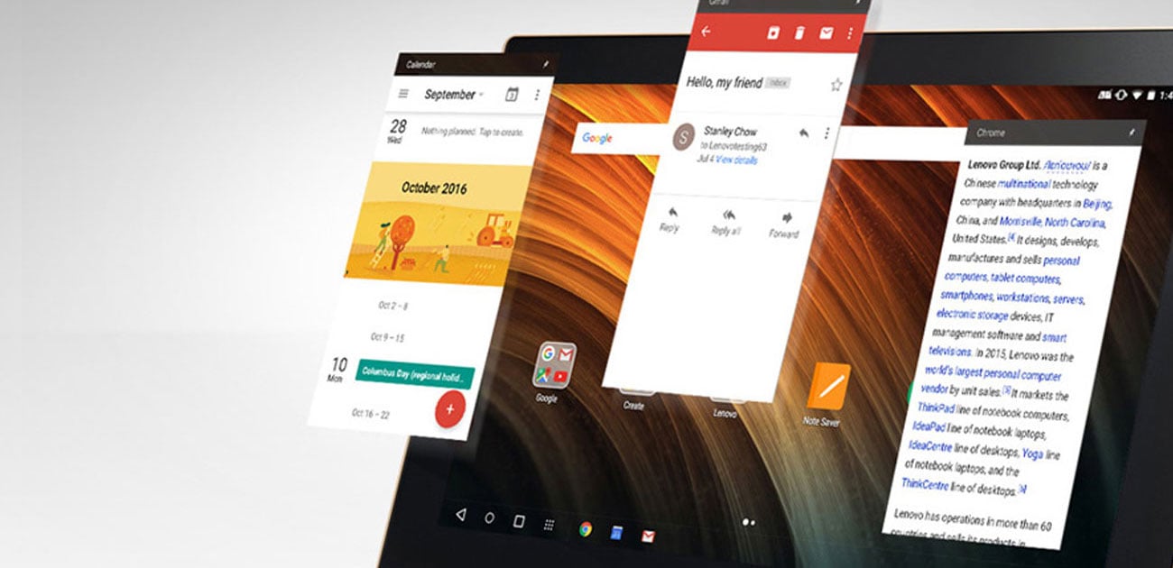 Lenovo YOGA BOOK multitasking, android