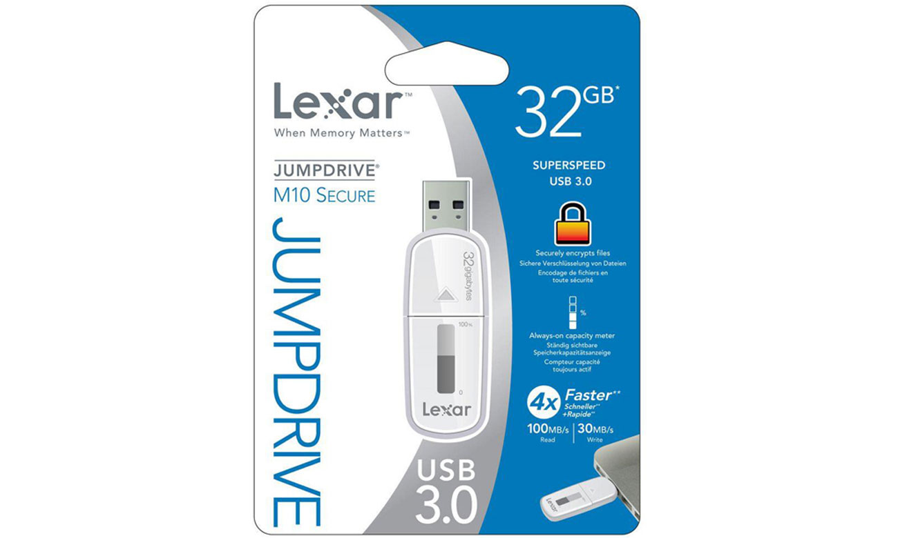 Lexar32GB JumpDrive M10 szyfrowanie aes 256 bitowe
