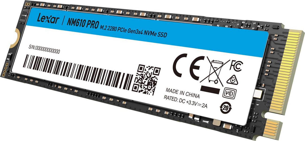 Dysk SSD M.2 PCIe NVMe Lexar NM610 Pro - Widok od przodu pod kątem