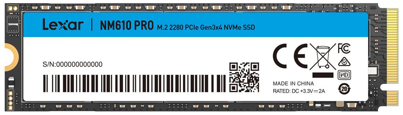 Dysk SSD M.2 PCIe NVMe Lexar NM610 Pro - Widok od przodu