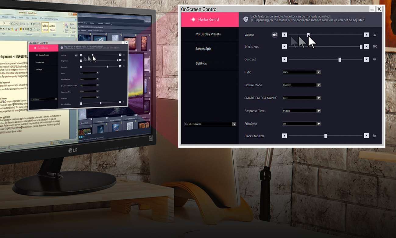 OnScreen Control i My Display Presets
