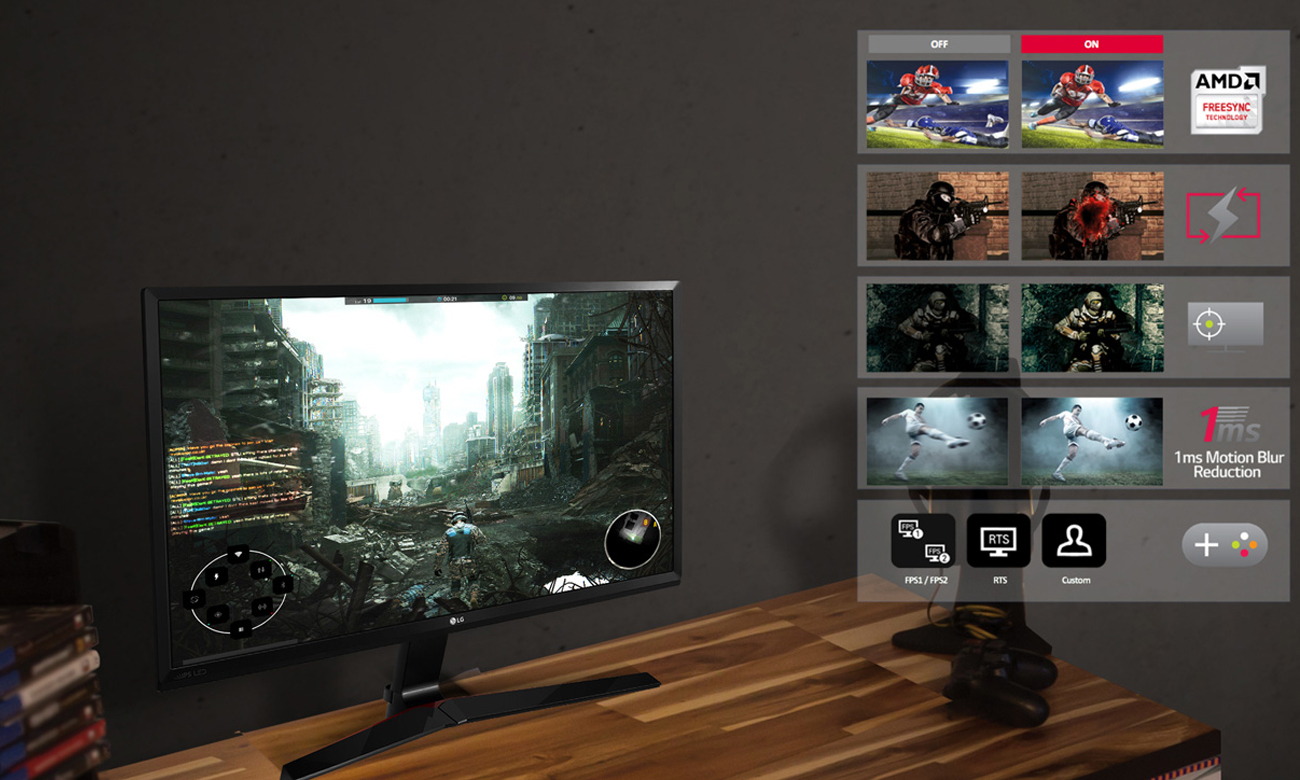LG 24MP59G funkcje dla graczy