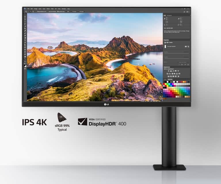 Ekran IPS UHD 27”: Wyjątkowa jakość obrazu, sRGB, CERTYFIKAT VESA DisplayHDR400