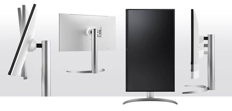 monitor o ergonomicznej konstrukcji z funkcją regulacji nachylenia, obrotu i wysokości ekranu z łatwą w montażu podstawką.