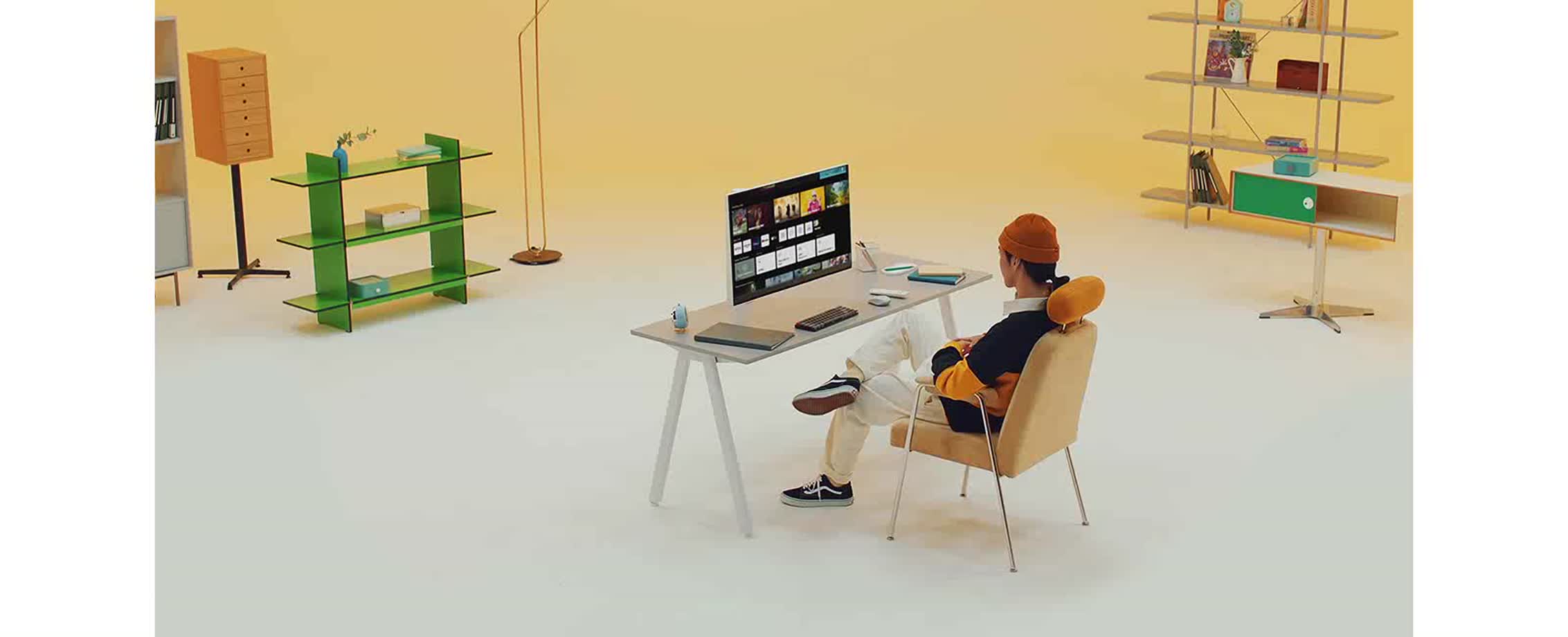 Monitor możesz podłączyć do komputera stacjonarnego, laptopa lub konsoli do gier. Umożliwia wygodny dostęp do ulubionych treści jak Smart TV.