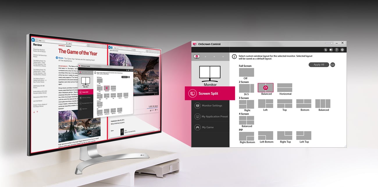 LG 32UD89-W podział ekranu Screen Spli