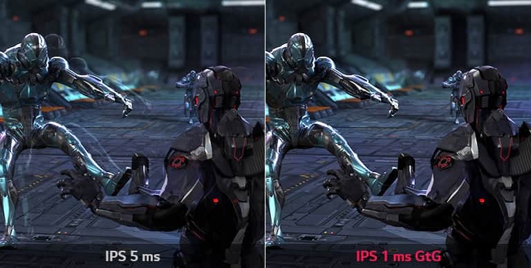 porównanie poświaty na matrycach IPS 5 ms i IPS 1 ms