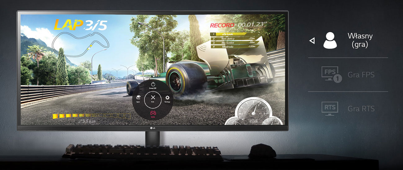 LG 34WK500-P Indywidualne ustawienia dla każdej gry Tryb Game Mode