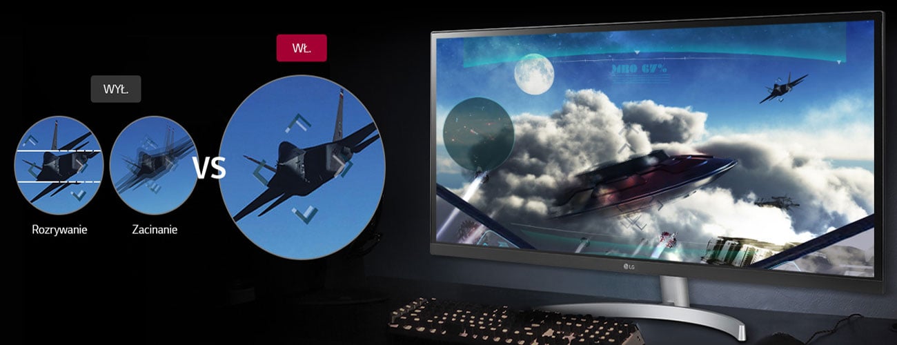 LG 34WK650-W Czystszy i płynniejszy obraz AMD FreeSync