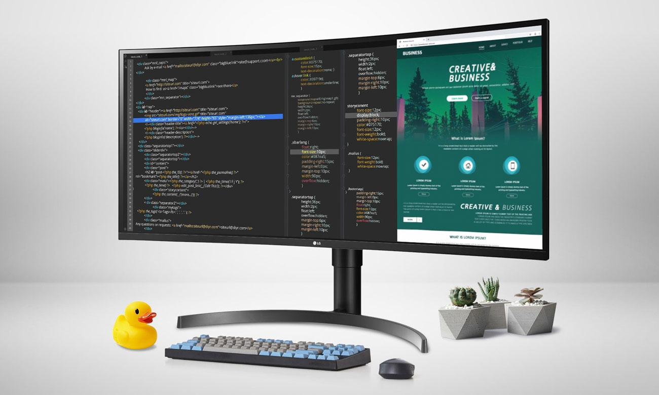 LG UltraWide 35WN75CP-B widok z przodu pod kątem