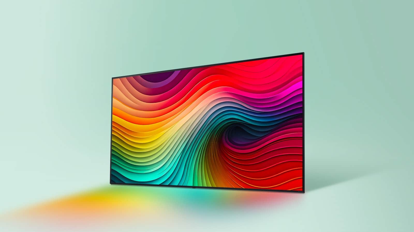 Wirujące, tęczowe obrazy na ekranie telewizora LG NanoCell