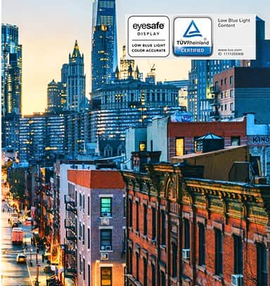 Obraz przedstawia scenę w trybie „Live Color Blue Light Mode”, w którym barwa niebieska jest przesunięta, ale kolory wszystkich obiektów są wyraźniejsze i żywsze niż w trybie czytelnika.