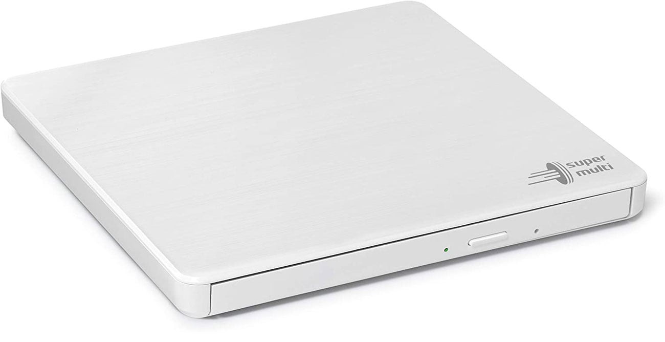 Externer DVD-Brenner LG GP60NW60 Slim USB Weiß - Vorderansicht im Winkel