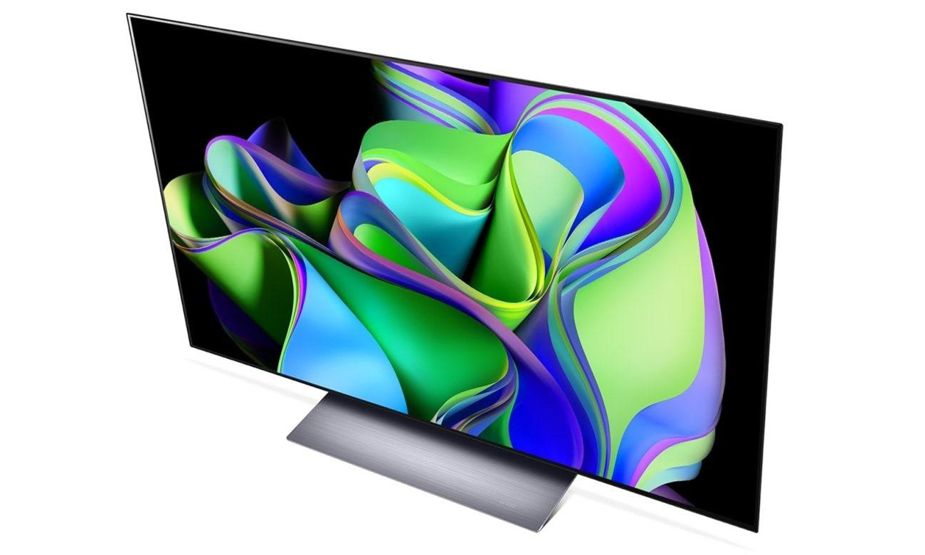 Telewizor LG C3 widok z boku pod kątem