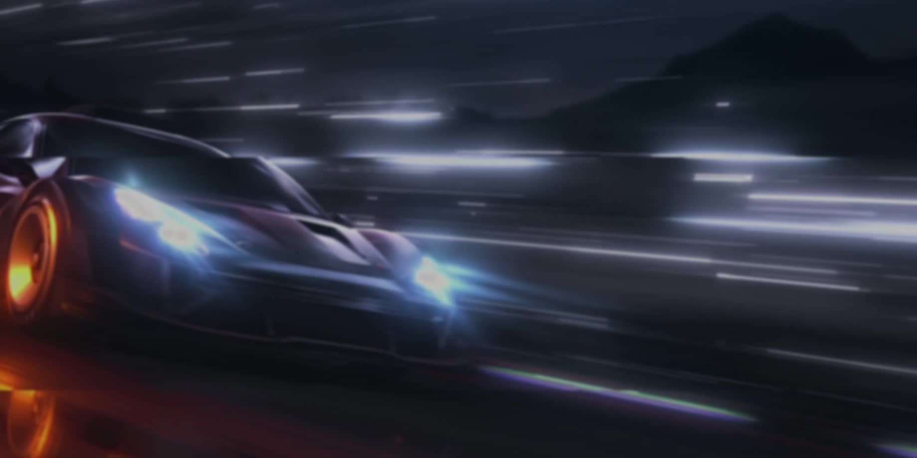 Una escena borrosa de un coche conduciendo a toda velocidad en un juego de carreras. Se enfoca la escena, lo que se traduce en una acción fluida y clara. El logotipo FreeSync Premium Pro y de NVIDIA G-SYNC aparecen en la esquina superior derecha.