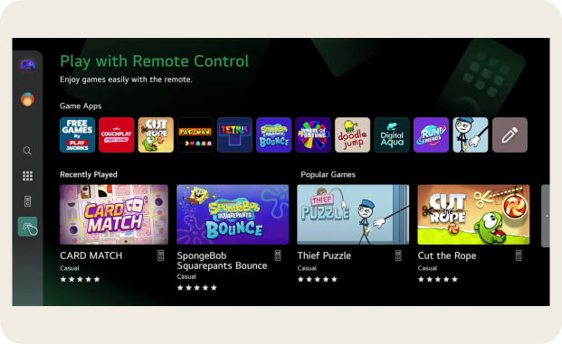 Platforma gamingowa z widokiem różnych gier do wyboru