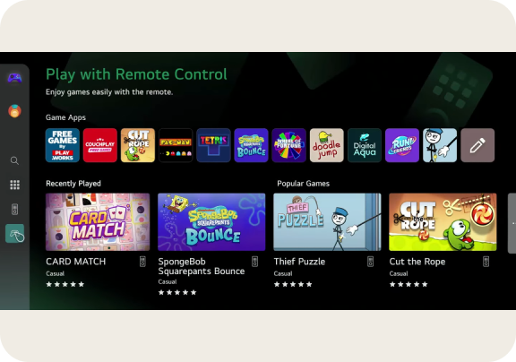 Platforma gamingowa z widokiem różnych gier do wyboru