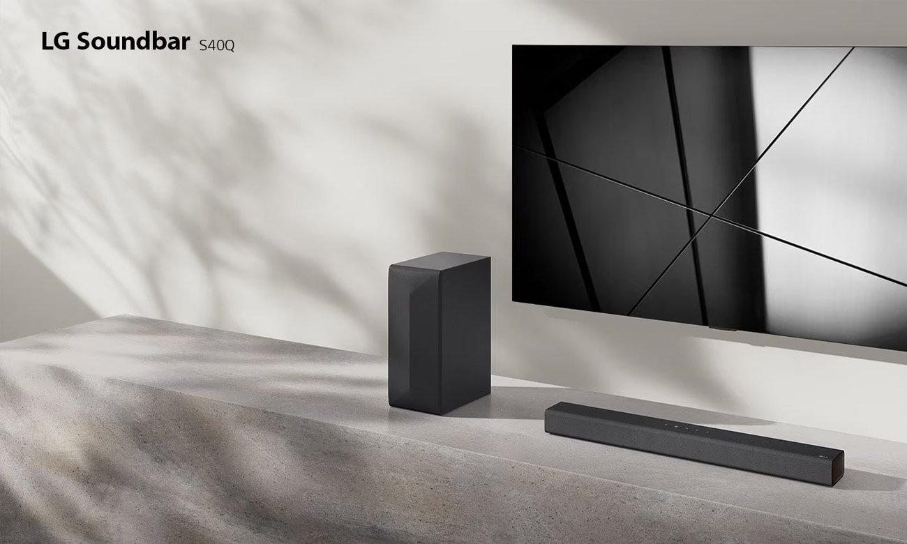 Soundbar LG S40Q obok telewizora
