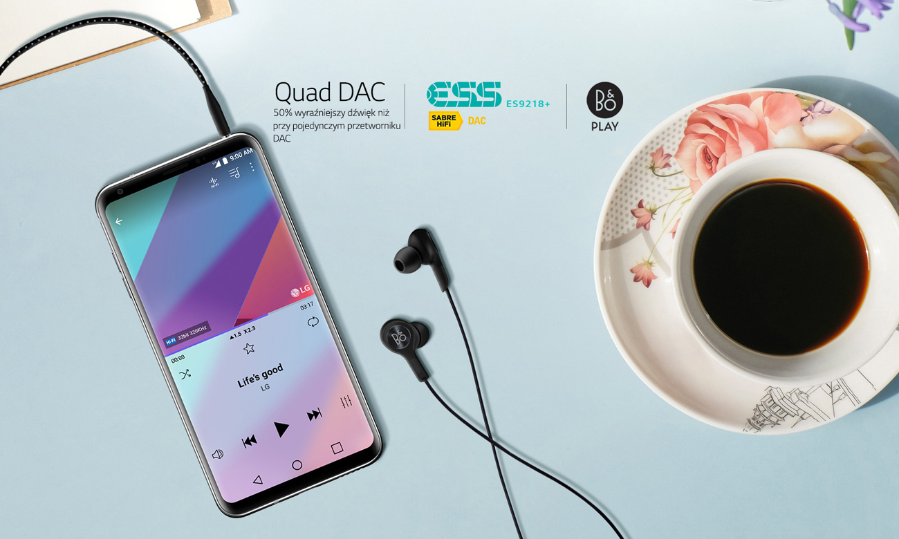 LG V30 poczwórny przetwornik Hi-Fi