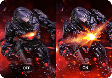 Scena z gry komputerowej z porównaniem rozgrywki ze zmniejszeniem opóźnienia wyjściowego i bez niego