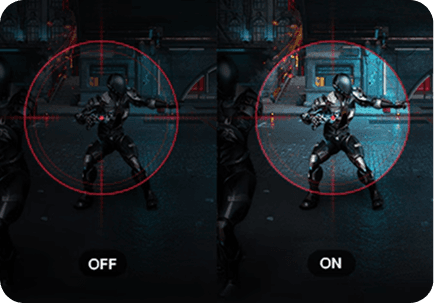 Scena z gry typu strzelanka dla porównania rozgrywki ze stabilizatorem czerni i bez niego