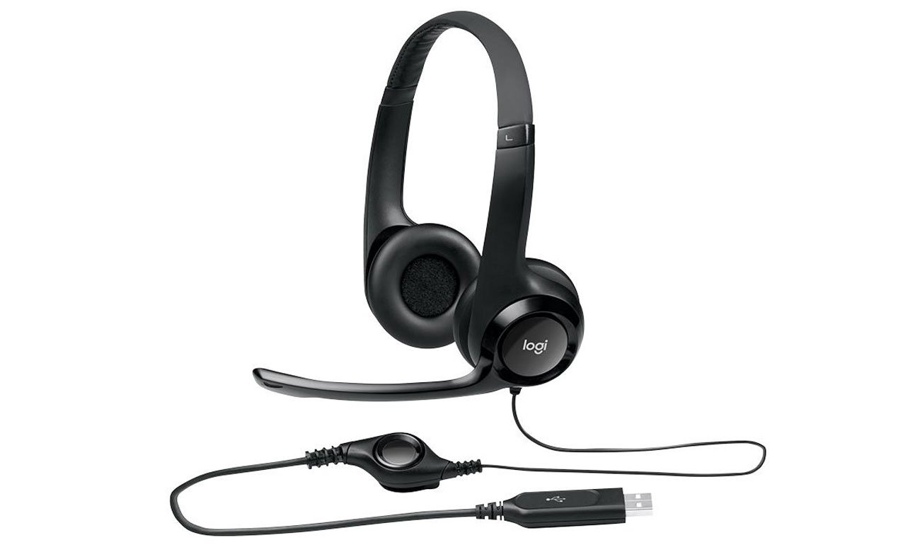 Logitech H390 Headset sterowanie regulacja pilot kabel