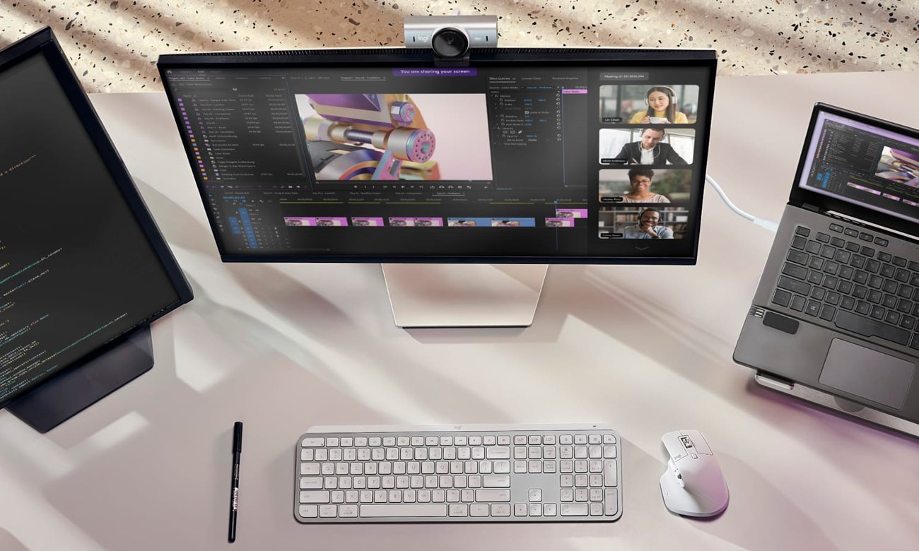 Kamera internetowa Logitech MX Brio 4K Jasnoszara - Grafika lifestyle