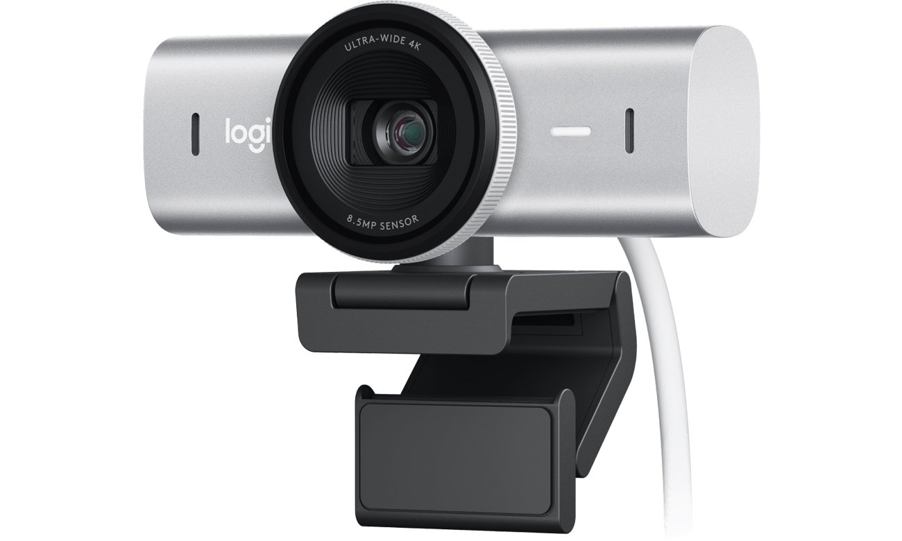 Kamera internetowa Logitech MX Brio 4K Jasnoszara - Widok od przodu pod kątem
