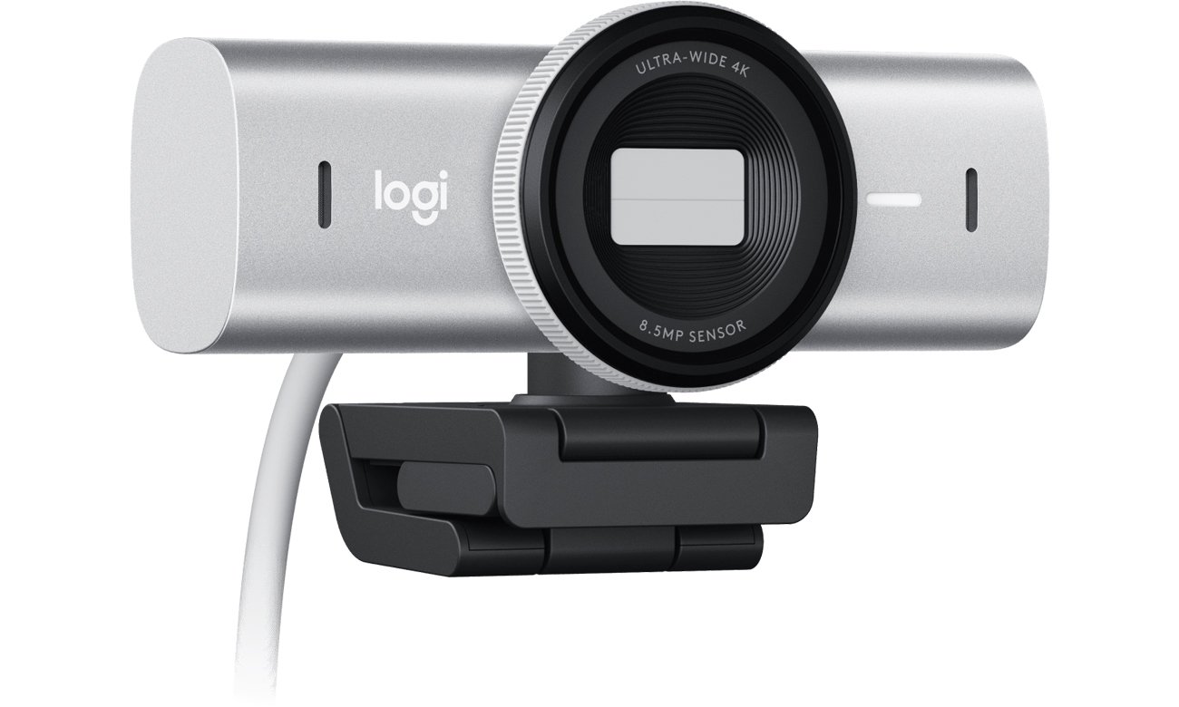 Kamera internetowa Logitech MX Brio 4K Jasnoszara - Widok od przodu pod kątem