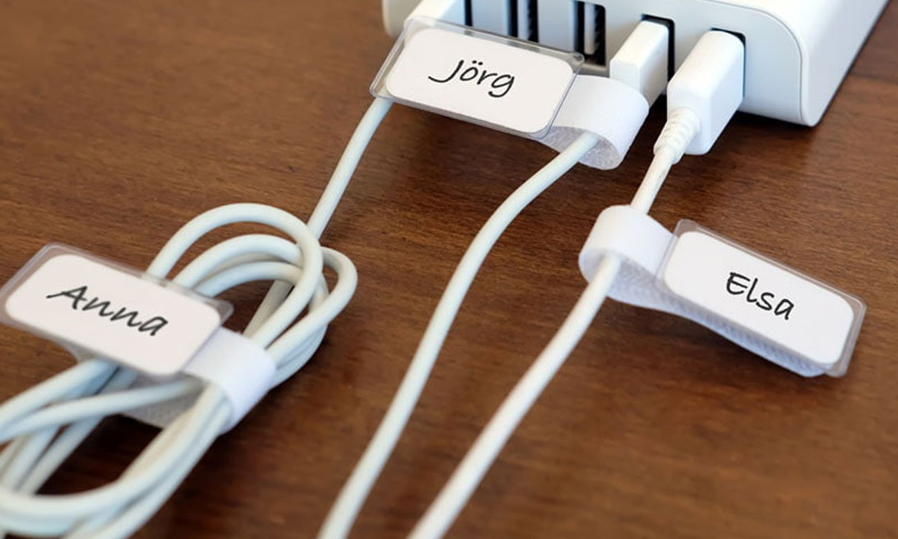 Label The Cable rzep z opisem czarny plakietki z imionami