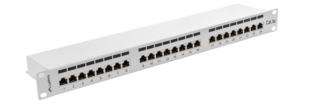 PATCH PANEL 24 PORT 1U KAT.5E EKRANOWANY SZARY LANBERG