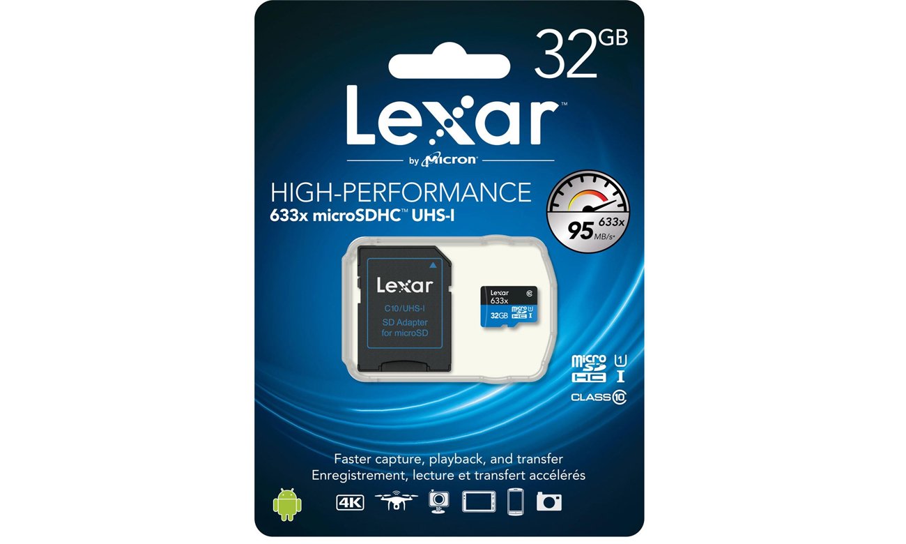 Lexar 32GB microSDHC 633x 95MB/s - jakość