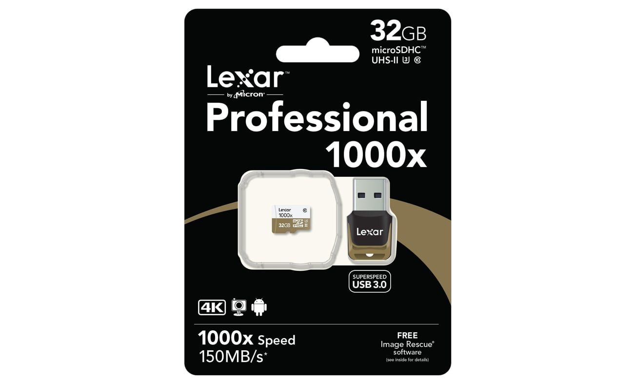 Lexar 32GB microSDHC 1000x 150MB/s - jakość