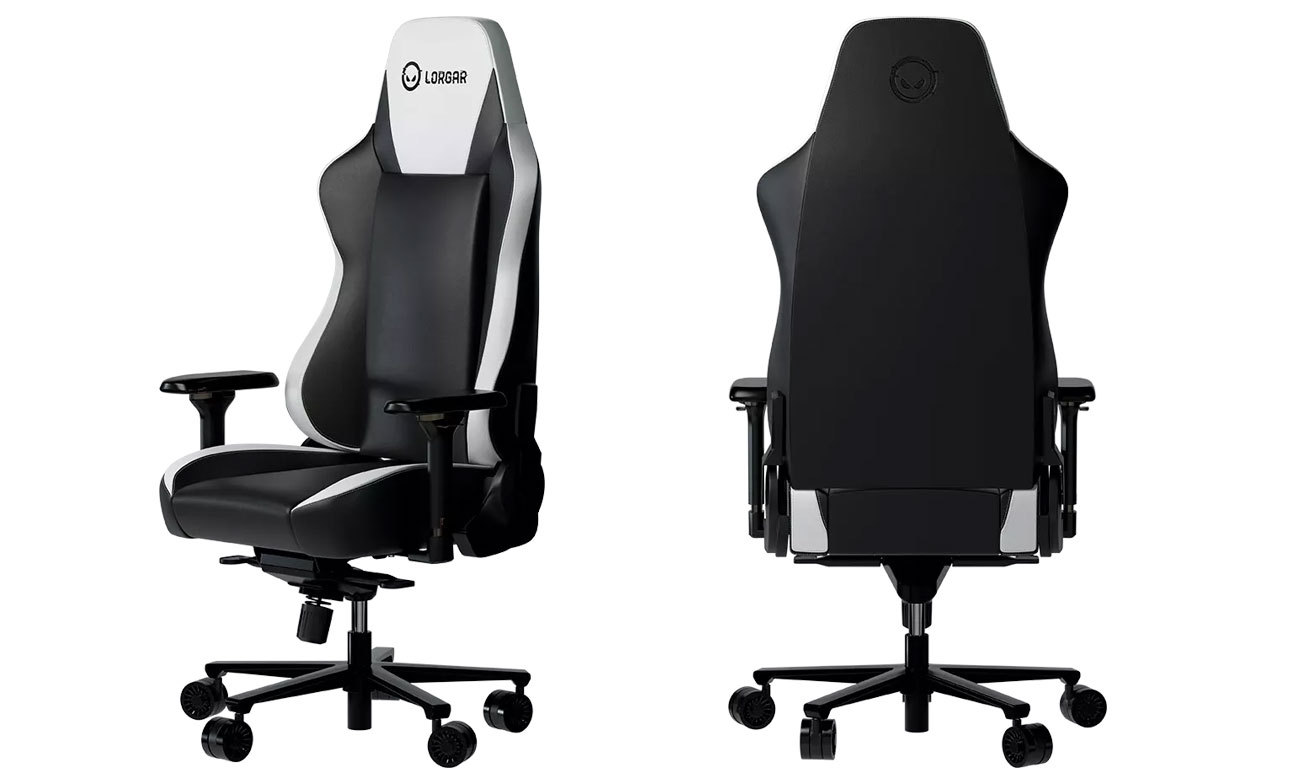Fotel gamingowy Lorgar Base 311 Czarno-biały - Widok ogólny