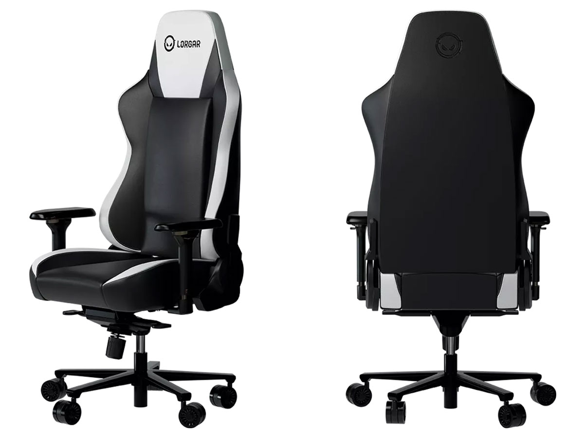 Fotel gamingowy Lorgar Base 311 Czarno-biały - Widok ogólny