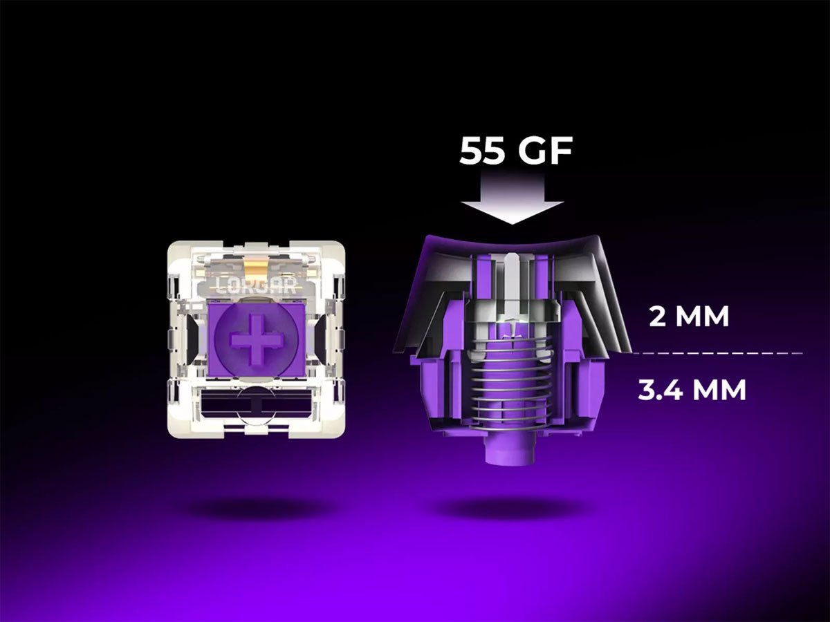 Lorgar KBP70 Mini HOT SWAP RGB przełączniki logar toxic purple