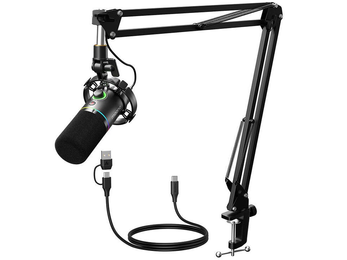 Mikrofon dynamiczny Maono PD200XS Czarny - Widok ogólny z okablowaniem