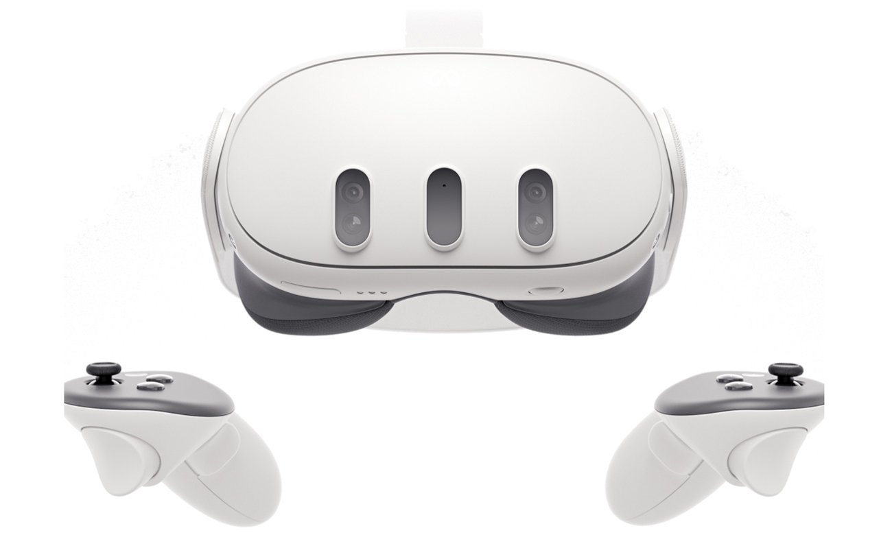 Окуляри Meta Quest 3 VR – вид спереду з контролерами