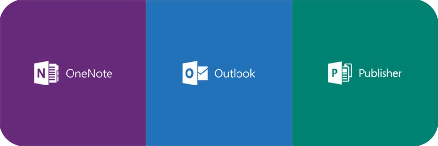 OneNote, Outlook, Publisher