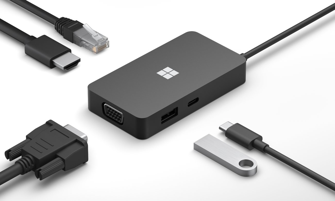 Microsoft USB-C Travel Hub podłączanie urządzeń