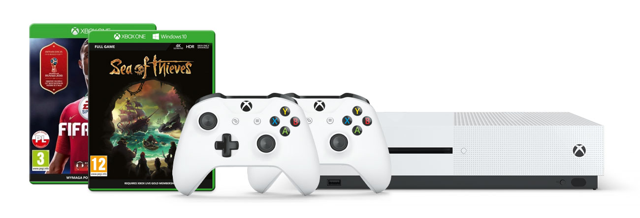 Zestaw Xbox One S i Sea of Thieves +FIFA18 +Pad