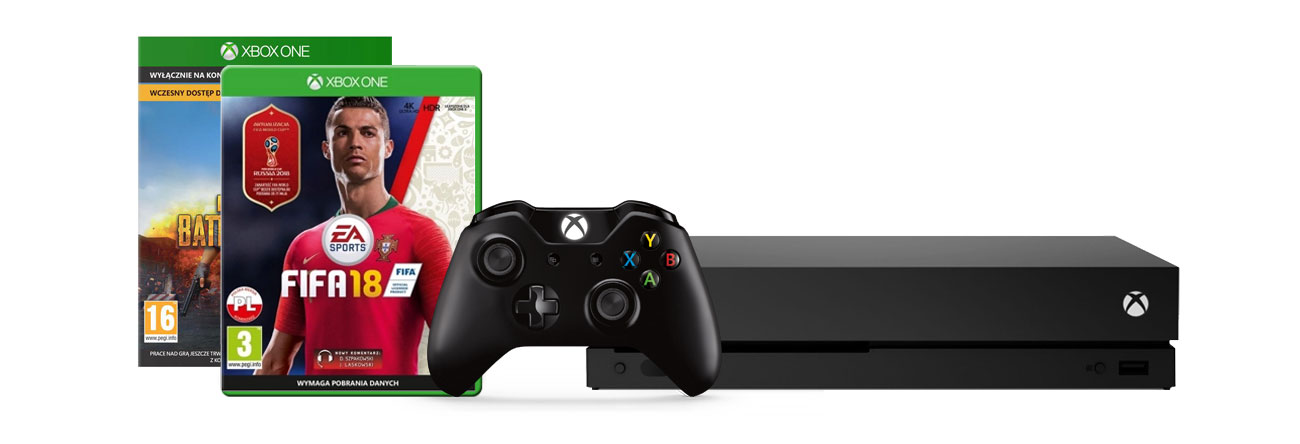 Zestaw Xbox One X i FIFA 18 + PUBG