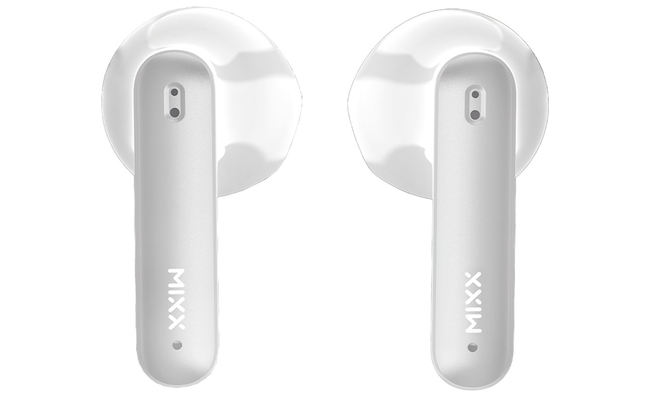 Słuchawki bezprzewodowe Mixx Audio Streambuds Solo 2 Białe - Widok lewej i prawej słuchawki
