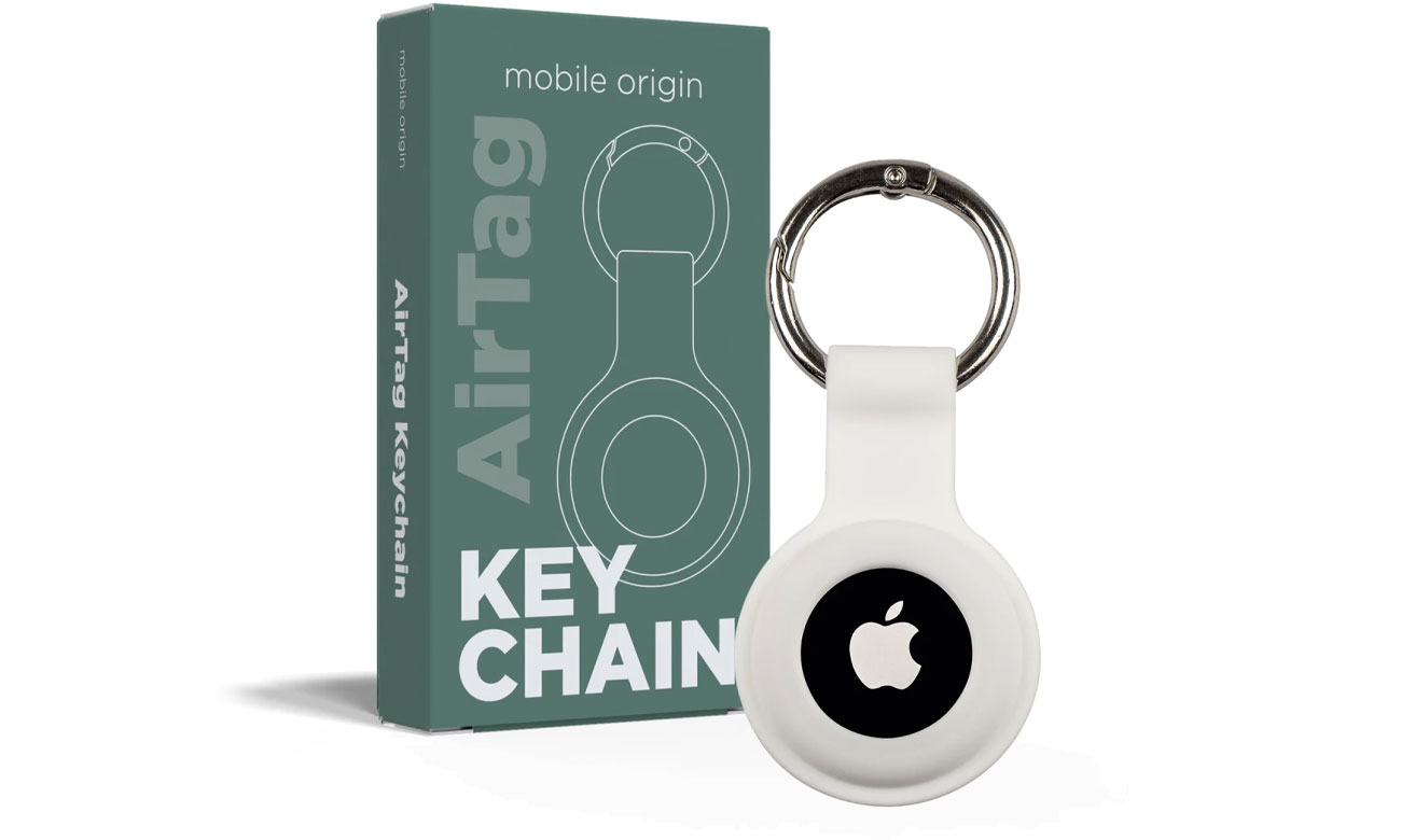 Mobile Origin Airtag KeyChain white