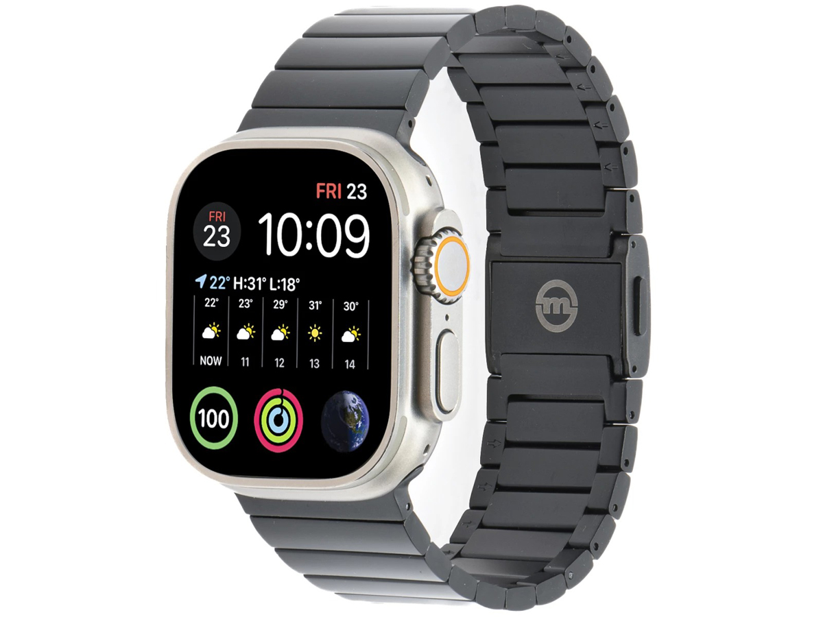 Pasek Mobile Origin Titanium Band do Apple Watch Czarny - Widok od przodu pod kątem